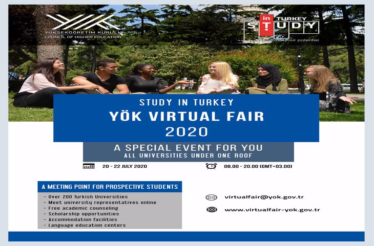 Size Özel Bir Fuar !!! Study in Turkey YÖK Sanal Fuarı 20-22 Temmuz 2020 Tarihlerinde gerçekleştirilecektir.